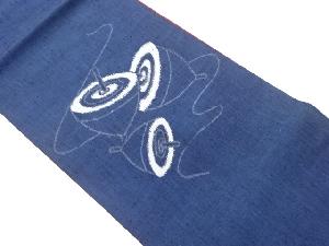 手織り紬独楽模様織出し袋帯